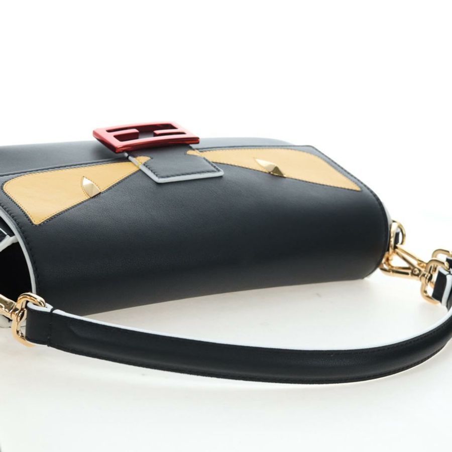 【日本直送】FENDI Bugs Monster Mamma Baguette 皮革兩用黑色手提包 8BR600 正品 BA14594SAM-5