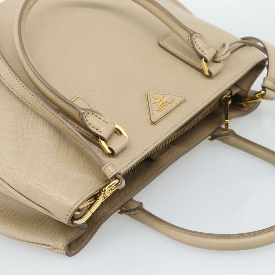 【日本直送】PRADA Galleria 手提包 Safiano 2way 米色金色 Auth 194655A-5