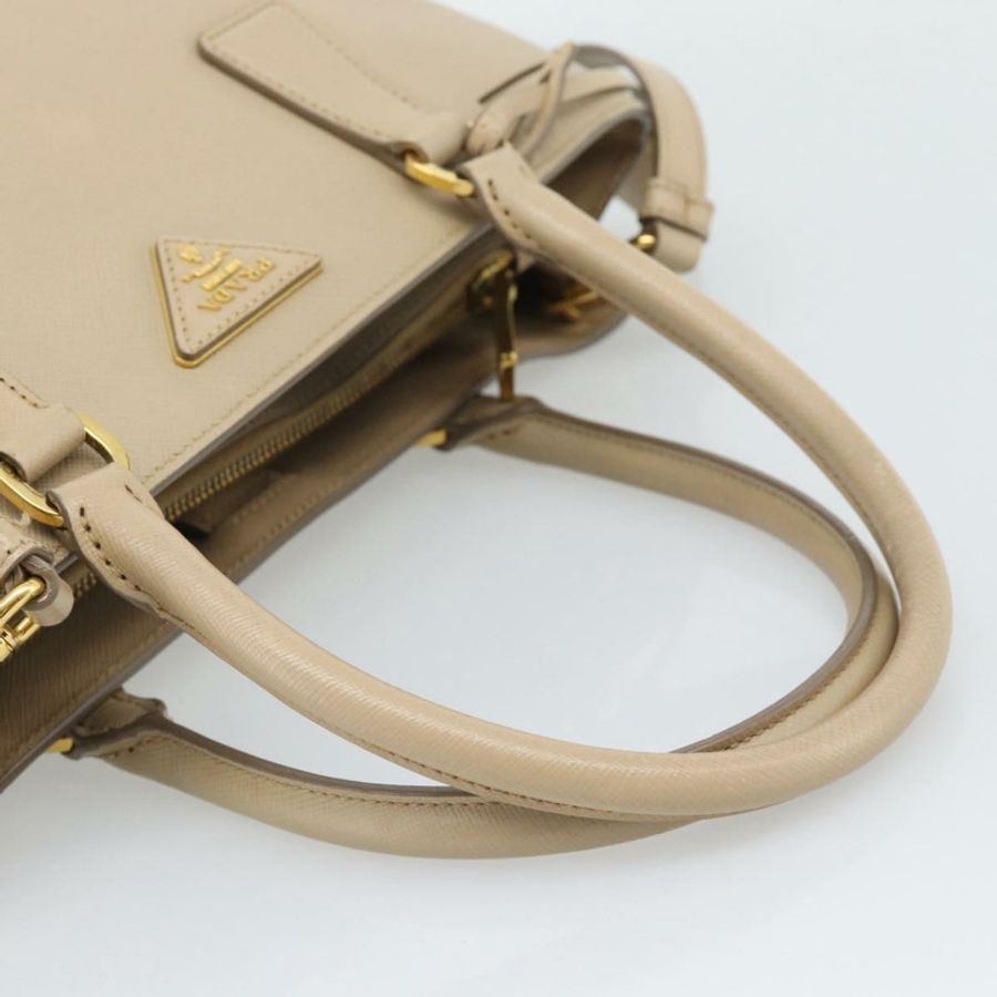 【日本直送】PRADA Galleria 手提包 Safiano 2way 米色金色 Auth 194655A-6