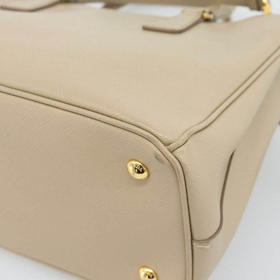 【日本直送】PRADA Galleria 手提包 Safiano 2way 米色金色 Auth 194655A-16