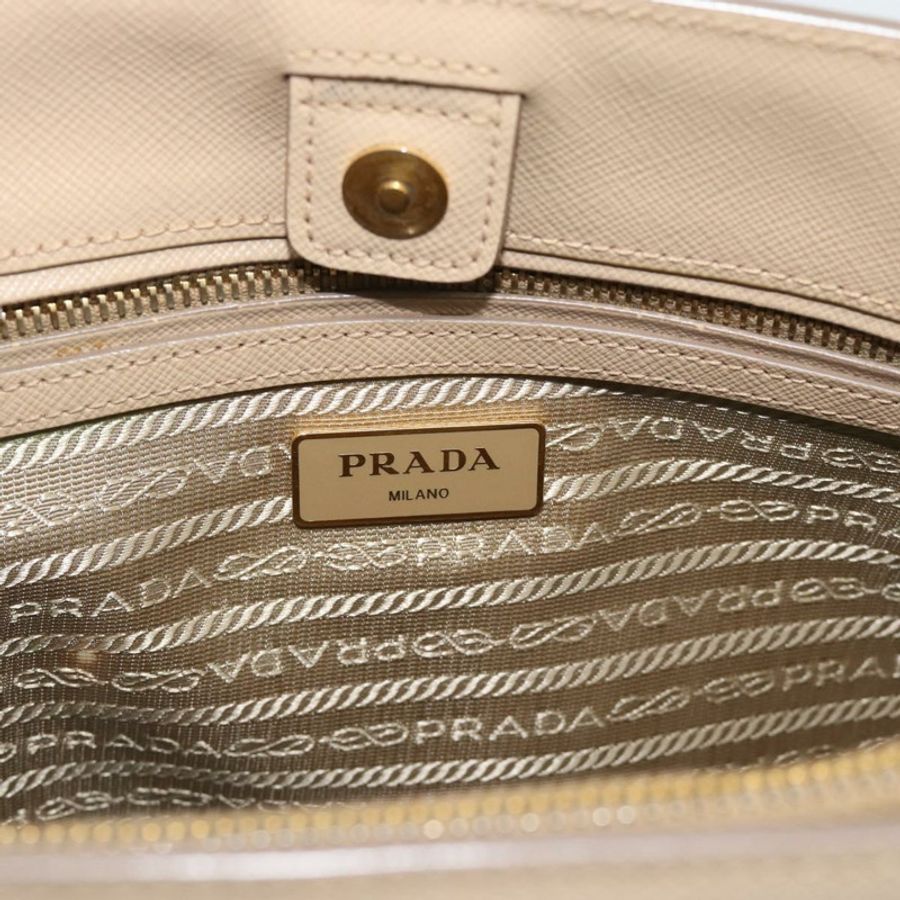 【日本直送】PRADA Galleria 手提包 Safiano 2way 米色金色 Auth 194655A-19