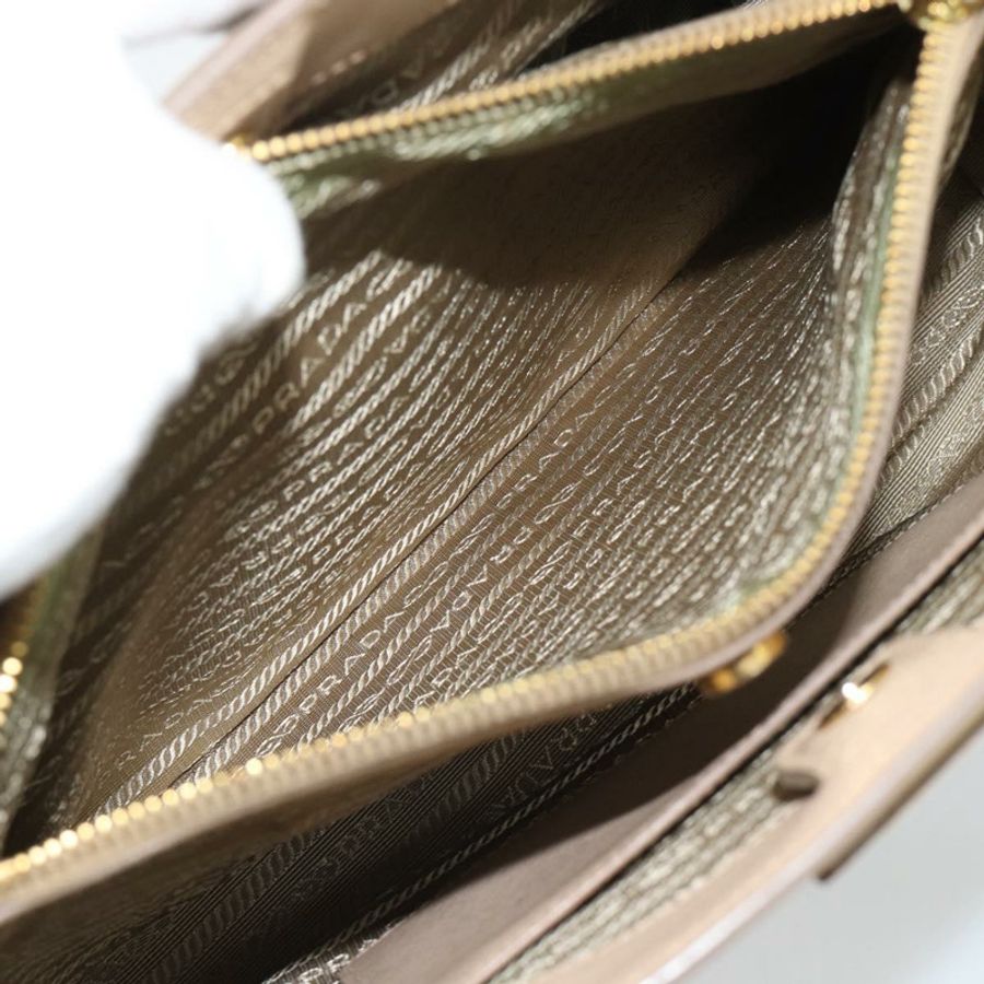 【日本直送】PRADA Galleria 手提包 Safiano 2way 米色金色 Auth 194655A-25