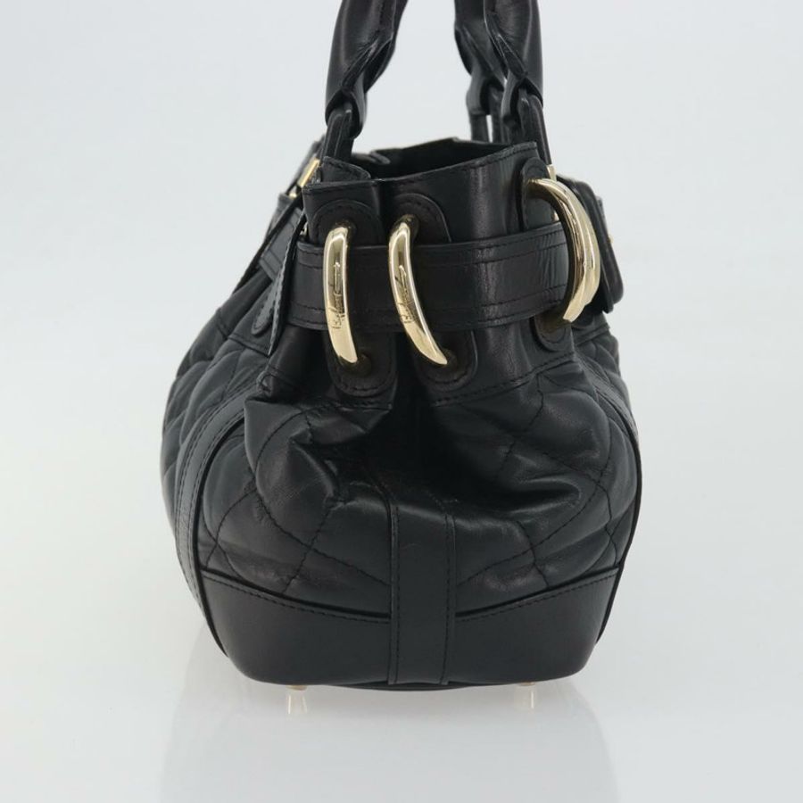 【日本直送】BURBERRY 手提包 皮革 黑色 金色 正品 am12226V-3