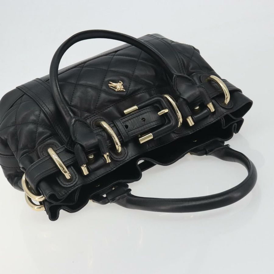 【日本直送】BURBERRY 手提包 皮革 黑色 金色 正品 am12226V-5