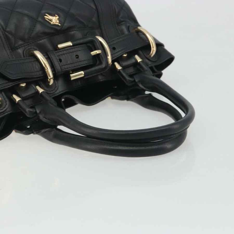 【日本直送】BURBERRY 手提包 皮革 黑色 金色 正品 am12226V-6