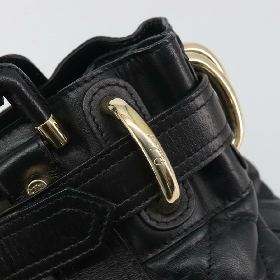 【日本直送】BURBERRY 手提包 皮革 黑色 金色 正品 am12226V-9