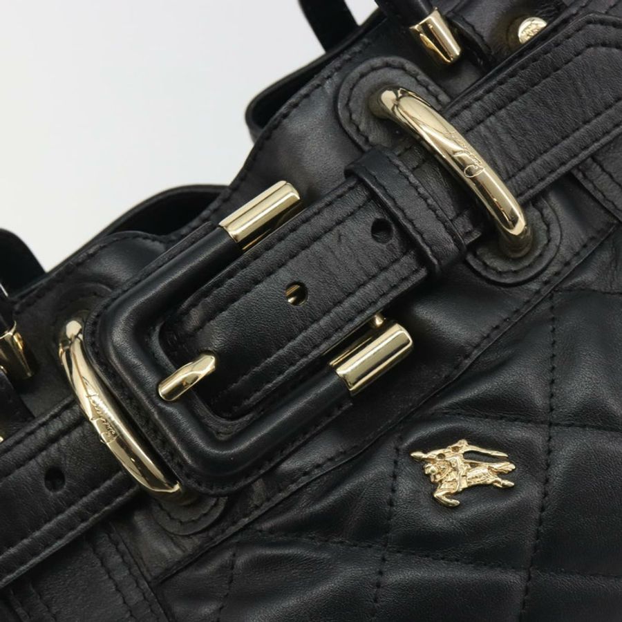 【日本直送】BURBERRY 手提包 皮革 黑色 金色 正品 am12226V-10