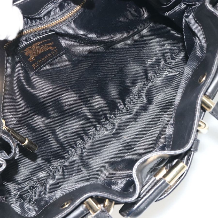 【日本直送】BURBERRY 手提包 皮革 黑色 金色 正品 am12226V-11