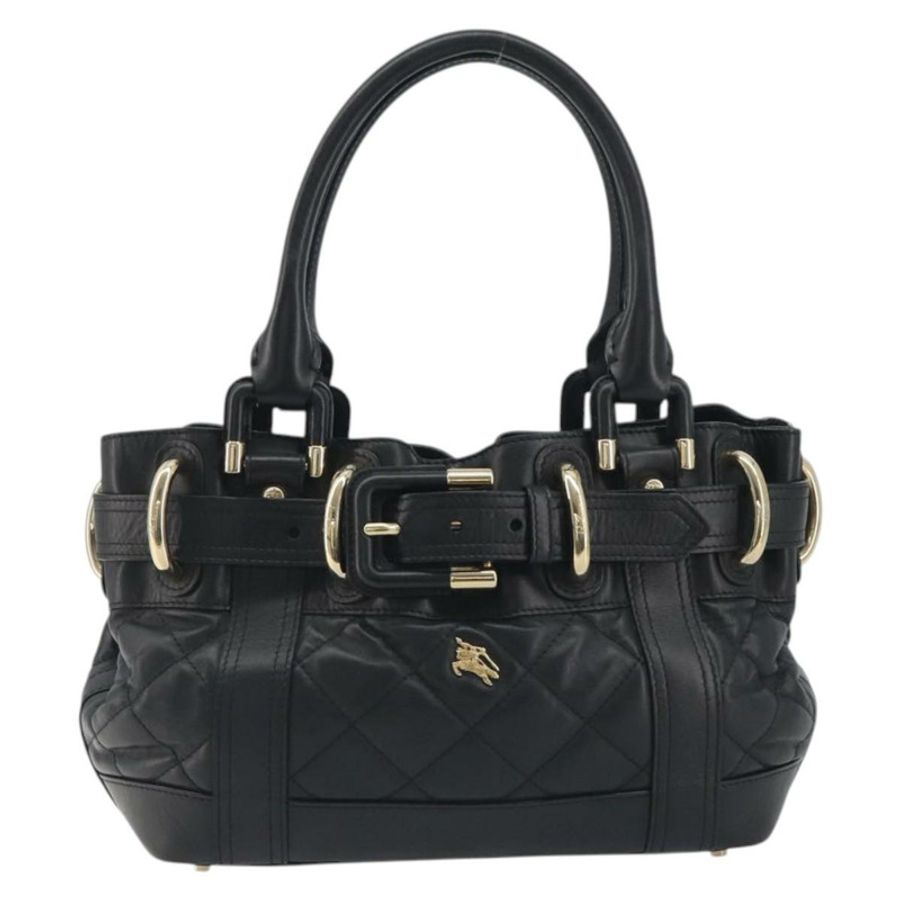 【日本直送】BURBERRY 手提包 皮革 黑色 金色 正品 am12226V-12