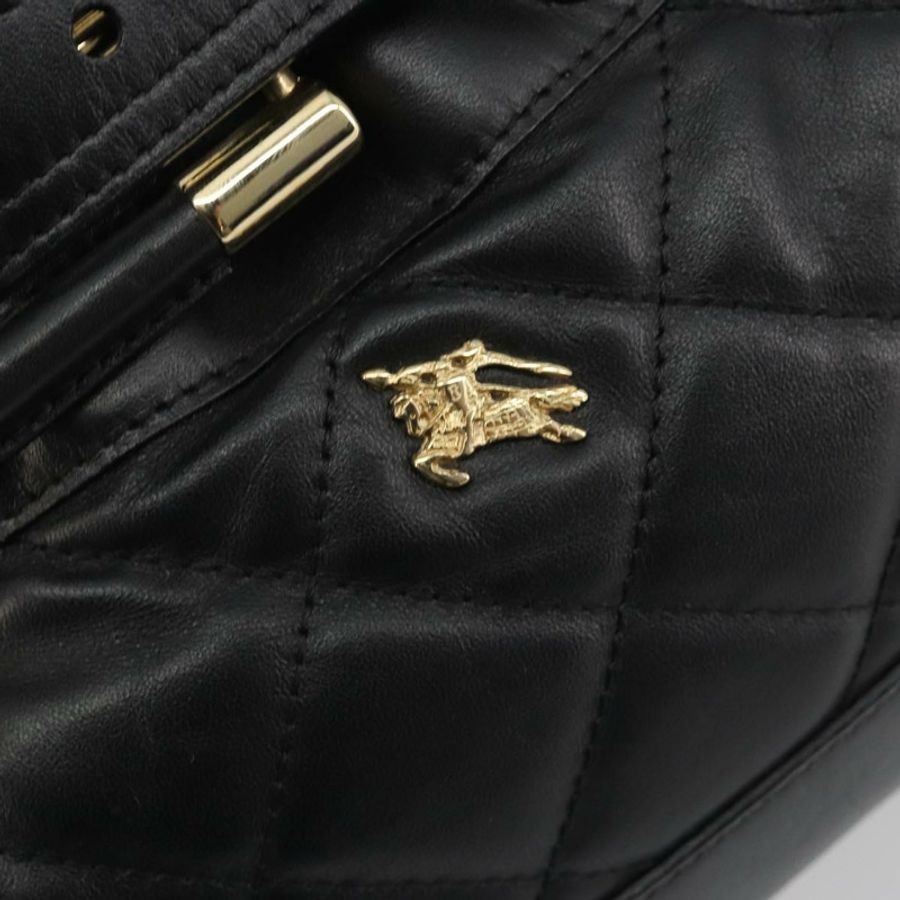 【日本直送】BURBERRY 手提包 皮革 黑色 金色 正品 am12226V-16