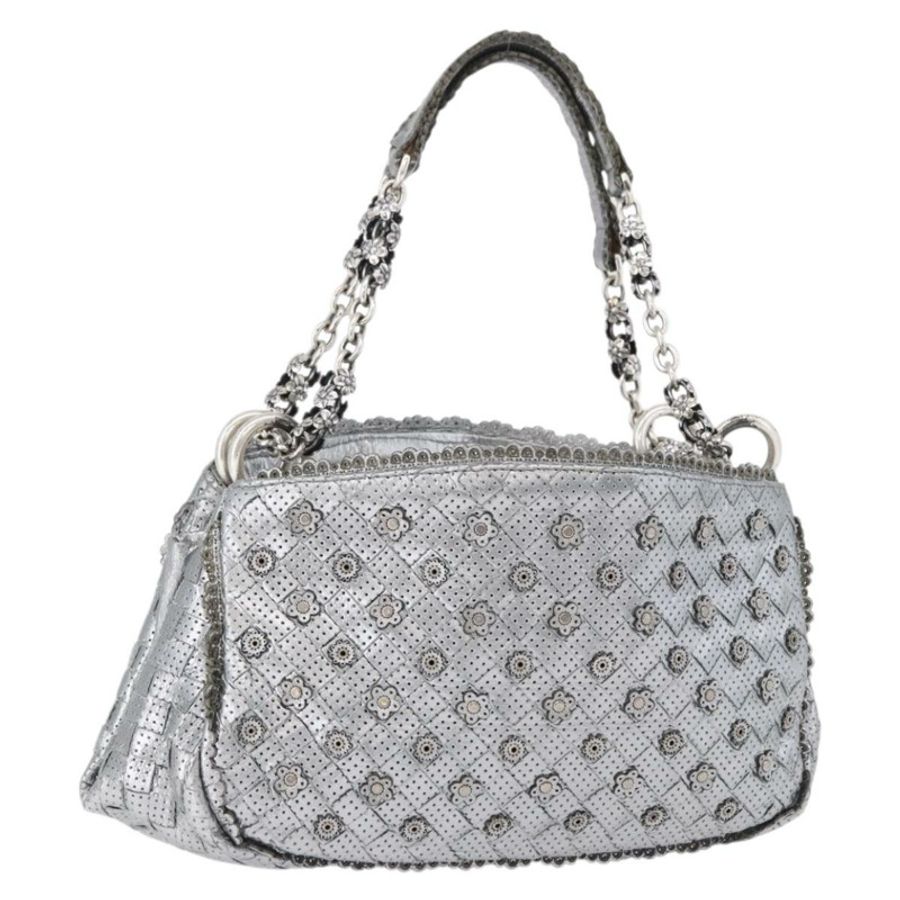 【日本直送】BOTTEGA VENETA INTRECCIATO 鏈條單肩包 皮革 銀色 正品 194867V-0