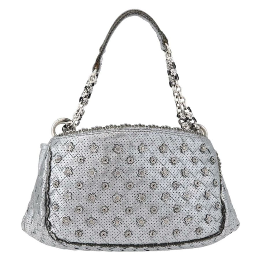 【日本直送】BOTTEGA VENETA INTRECCIATO 鏈條單肩包 皮革 銀色 正品 194867V-1