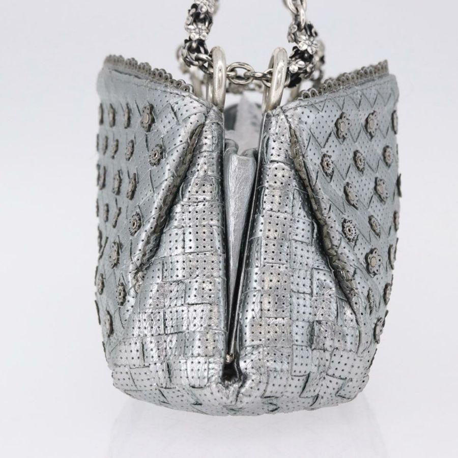 【日本直送】BOTTEGA VENETA INTRECCIATO 鏈條單肩包 皮革 銀色 正品 194867V-3