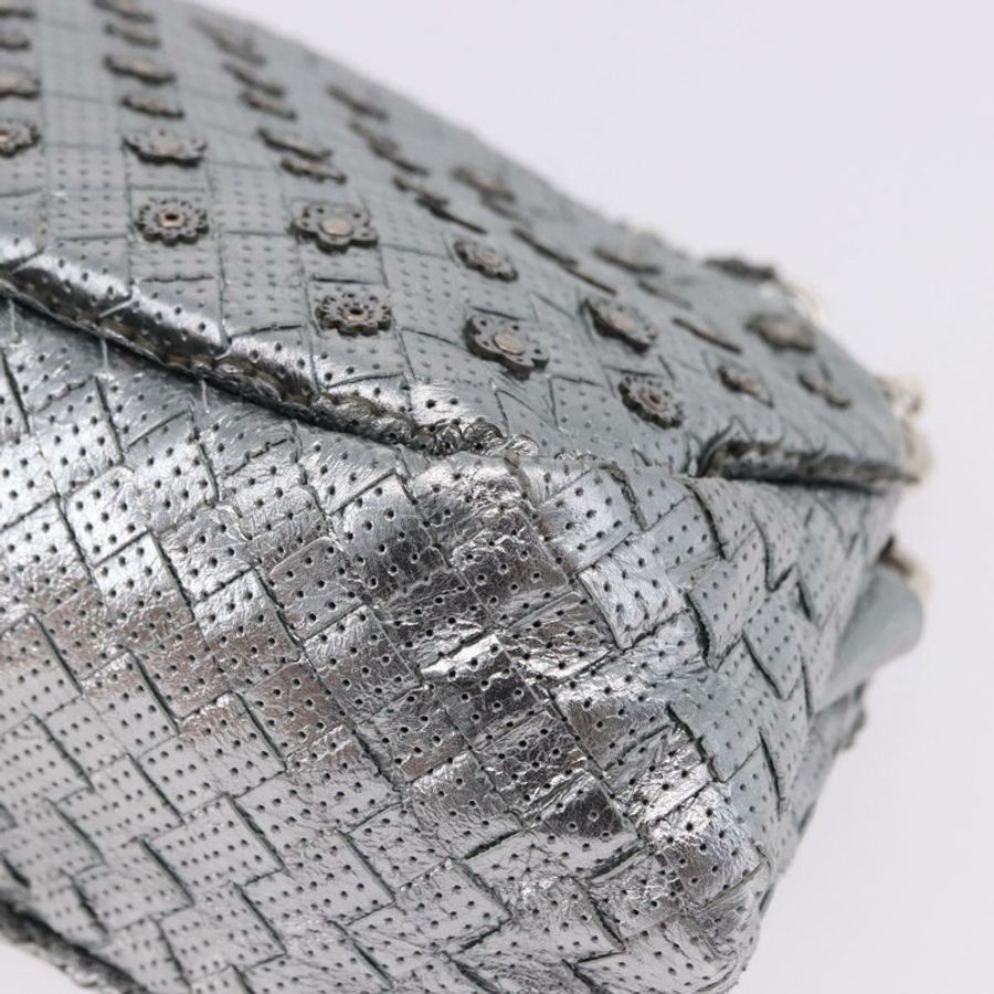 【日本直送】BOTTEGA VENETA INTRECCIATO 鏈條單肩包 皮革 銀色 正品 194867V-13