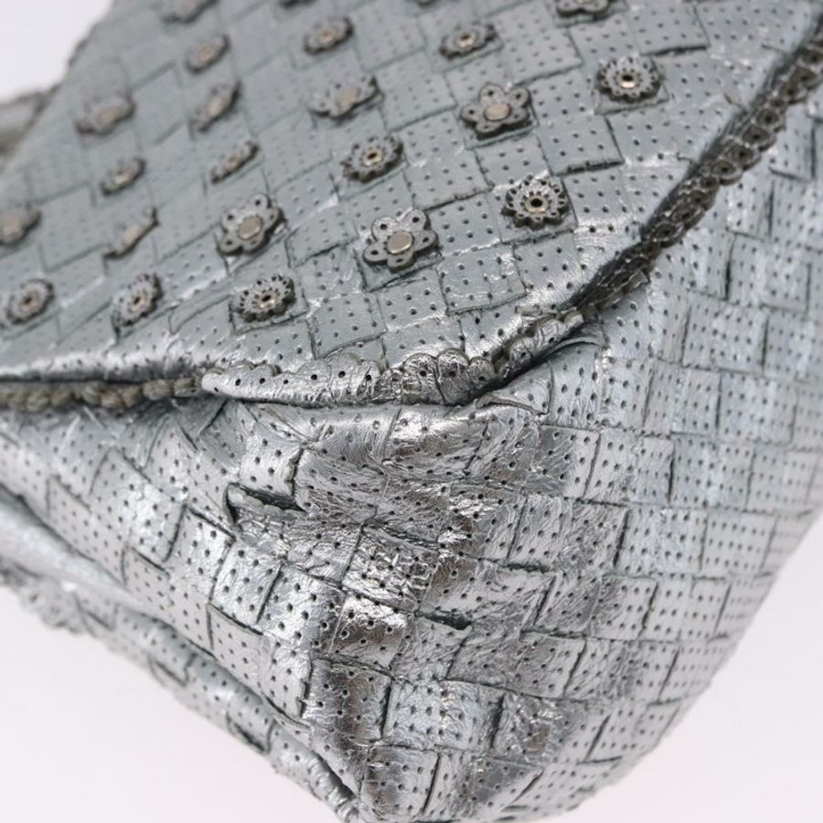 【日本直送】BOTTEGA VENETA INTRECCIATO 鏈條單肩包 皮革 銀色 正品 194867V-14