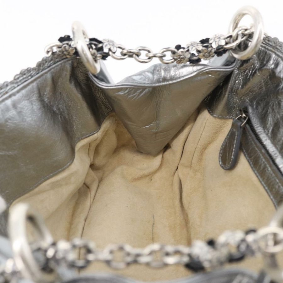 【日本直送】BOTTEGA VENETA INTRECCIATO 鏈條單肩包 皮革 銀色 正品 194867V-18