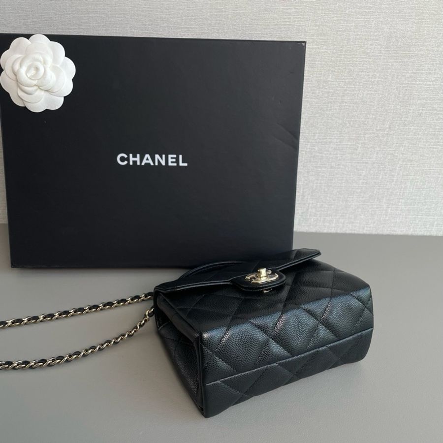 💎Chanel香奈兒|手柄mini牛奶盒子包荔枝皮金扣鏈條包|99新芯片款-5
