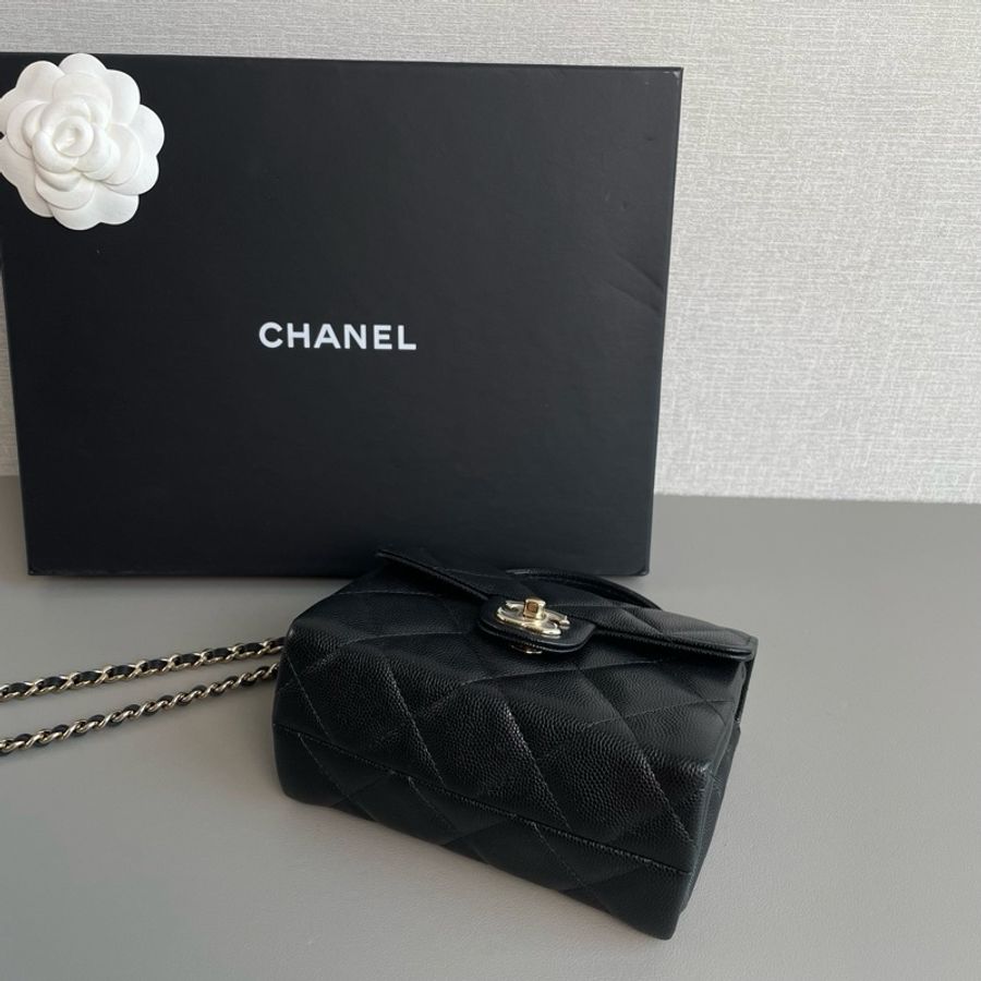 💎Chanel香奈兒|手柄mini牛奶盒子包荔枝皮金扣鏈條包|99新芯片款-6