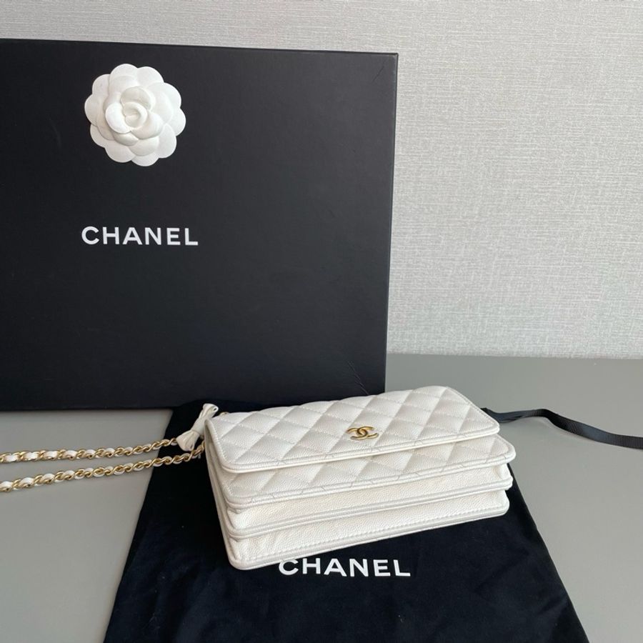 💎Chanel香奈兒| 24S 白金荔枝皮蝴蝶結 鏈條手柄風琴woc|99新芯片款-6
