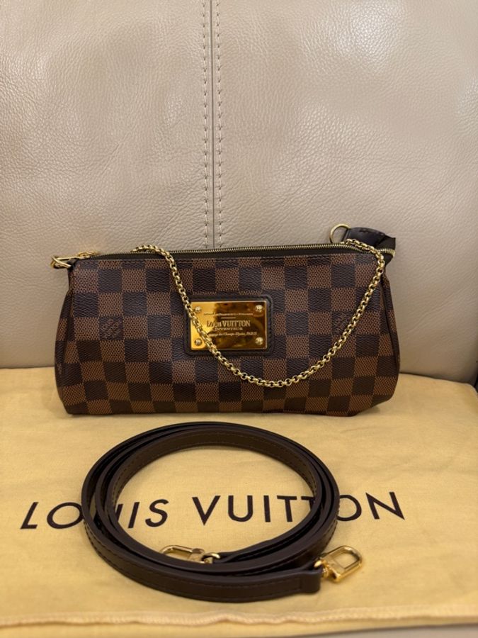 Louis Vuitton LOUIS VUITTON Eva 單肩手提包 Damier 帆布皮革 棕色 Ebene 二手-7