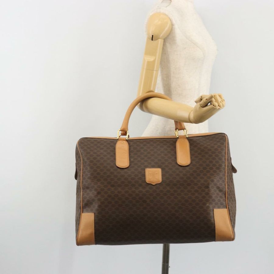 【日本直送】CELINE Macadam帆布波士頓包 PVC皮革 棕色 金色 正品 193560A-21