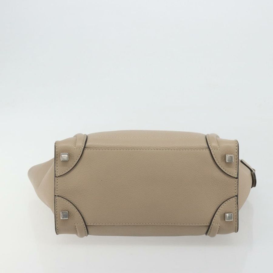 【日本直送】CELINE Luggage Micro 購物手提包,米色皮革,正品,貨號 194755SAM-4