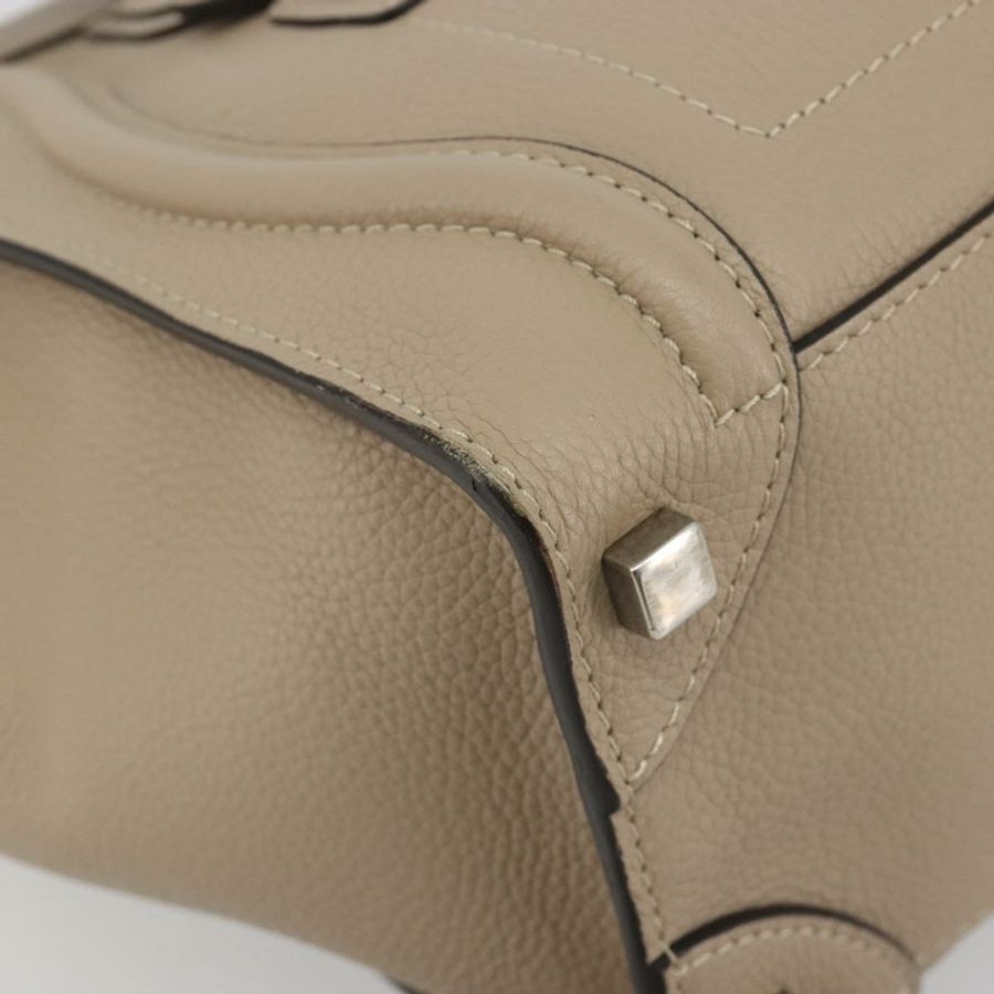【日本直送】CELINE Luggage Micro 購物手提包,米色皮革,正品,貨號 194755SAM-14