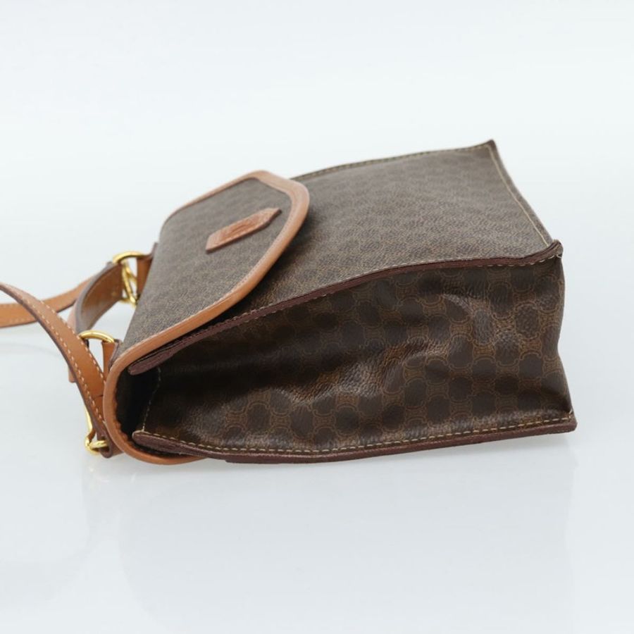 【日本直送】CELINE Macadam帆布手提包 PVC皮革 2way Brown Gold Auth 194025V-2