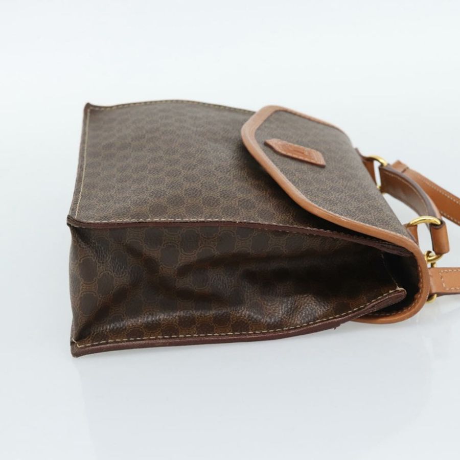 【日本直送】CELINE Macadam帆布手提包 PVC皮革 2way Brown Gold Auth 194025V-3