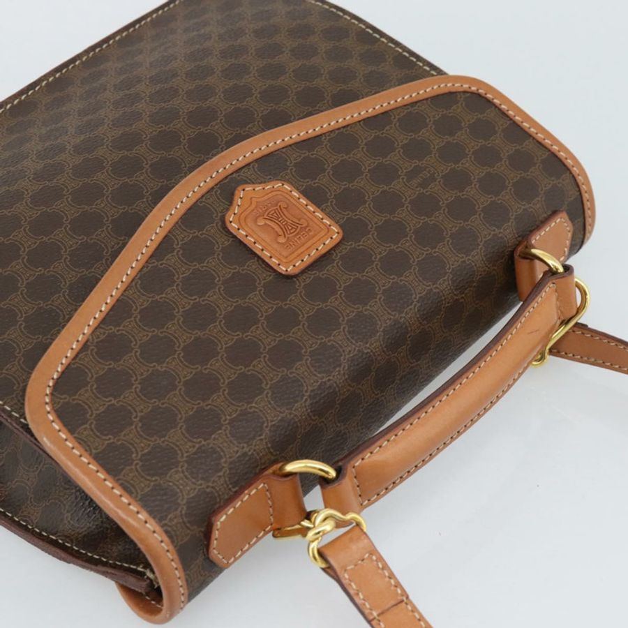【日本直送】CELINE Macadam帆布手提包 PVC皮革 2way Brown Gold Auth 194025V-5