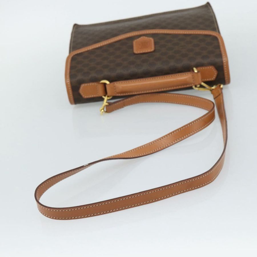 【日本直送】CELINE Macadam帆布手提包 PVC皮革 2way Brown Gold Auth 194025V-7