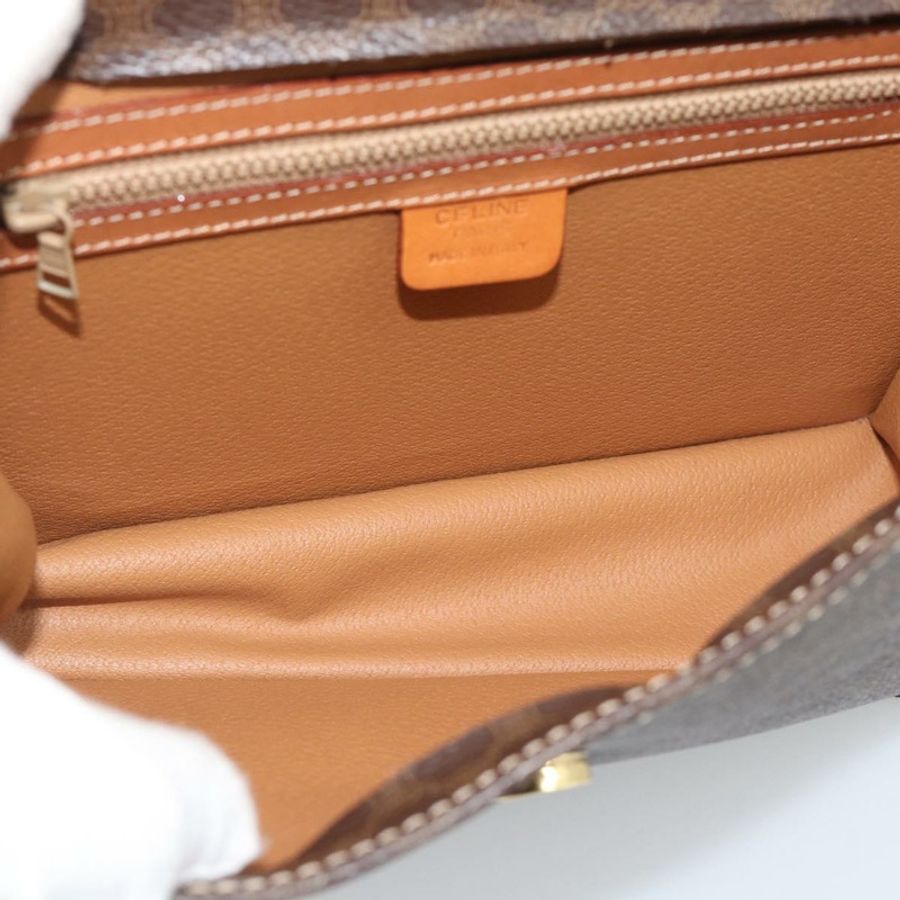 【日本直送】CELINE Macadam帆布手提包 PVC皮革 2way Brown Gold Auth 194025V-9