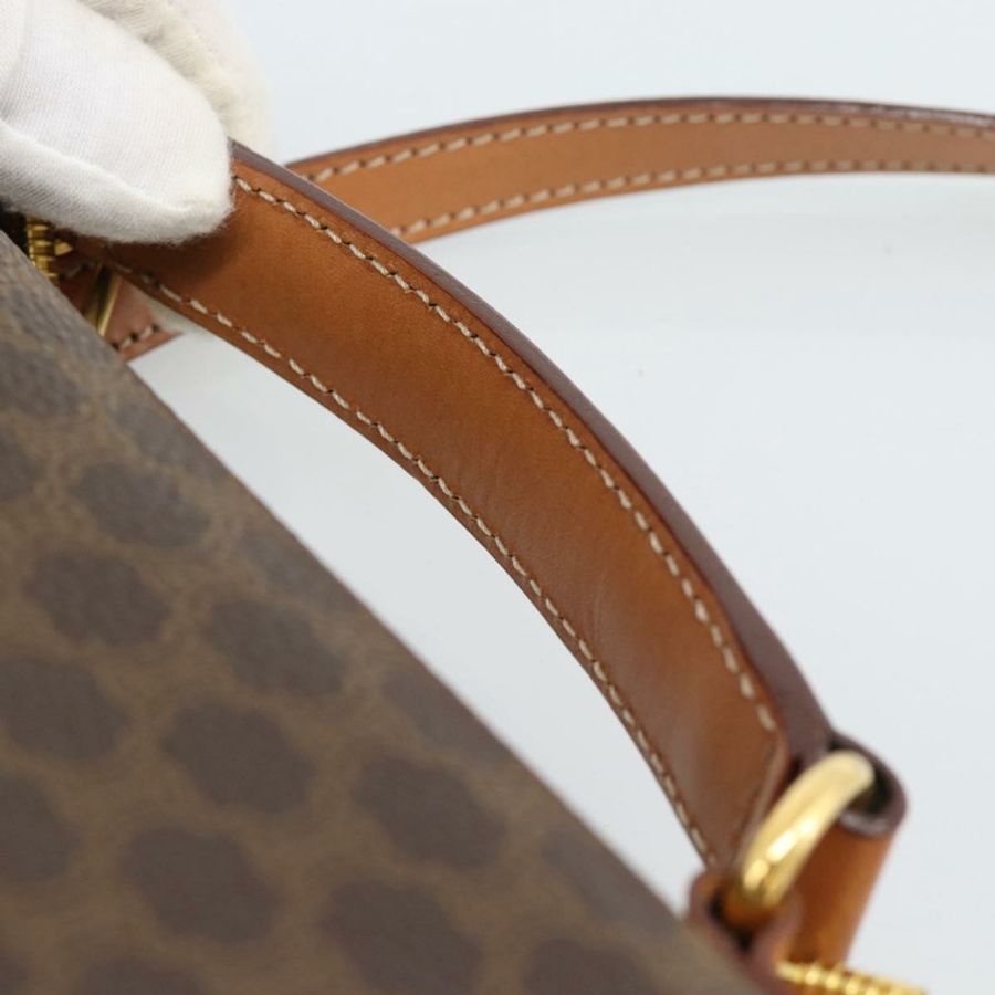 【日本直送】CELINE Macadam帆布手提包 PVC皮革 2way Brown Gold Auth 194025V-13