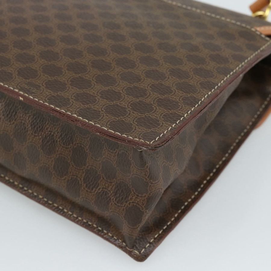 【日本直送】CELINE Macadam帆布手提包 PVC皮革 2way Brown Gold Auth 194025V-16