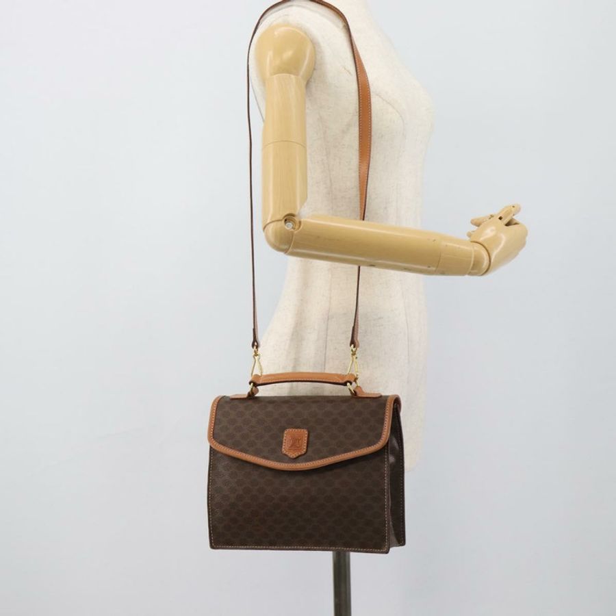 【日本直送】CELINE Macadam帆布手提包 PVC皮革 2way Brown Gold Auth 194025V-25