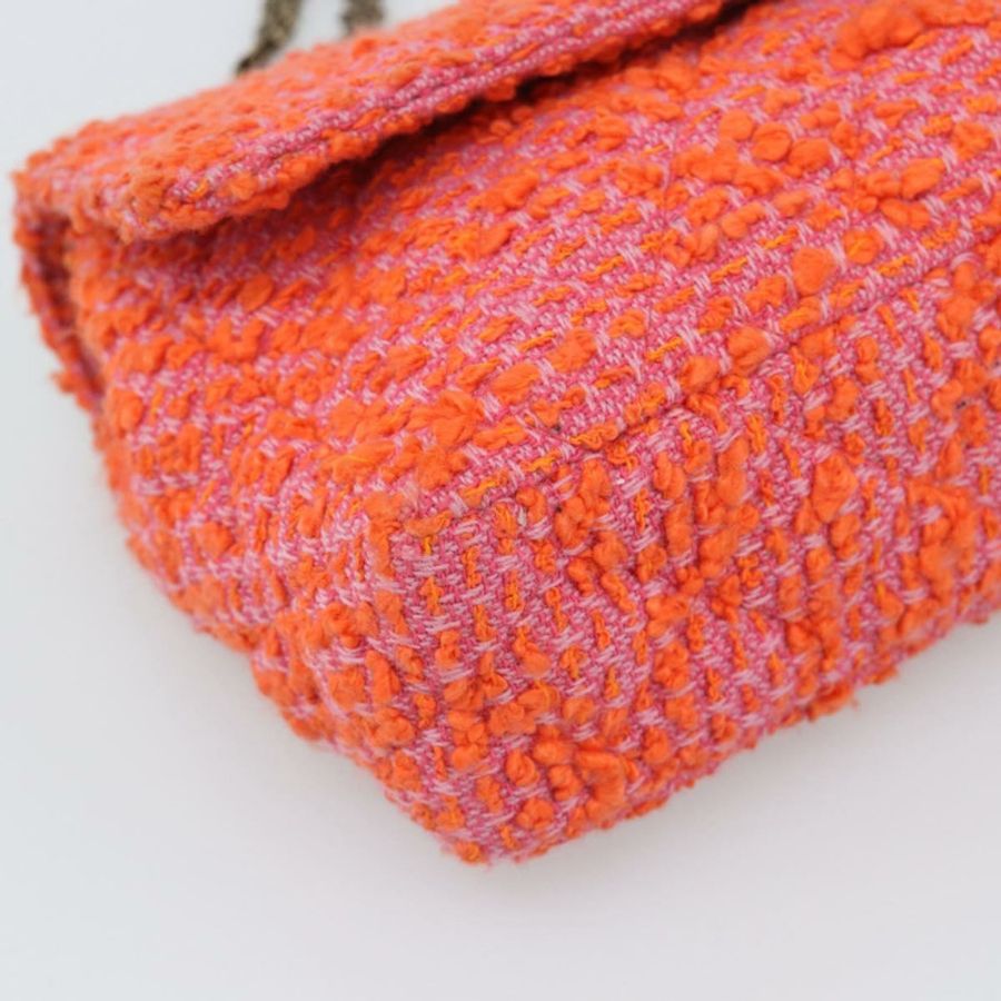 【日本直送】香奈兒 Matelasse 25 鏈條肩背包,斜紋軟呢橙色金色 CC 標誌,正品 BA14597SAM-13