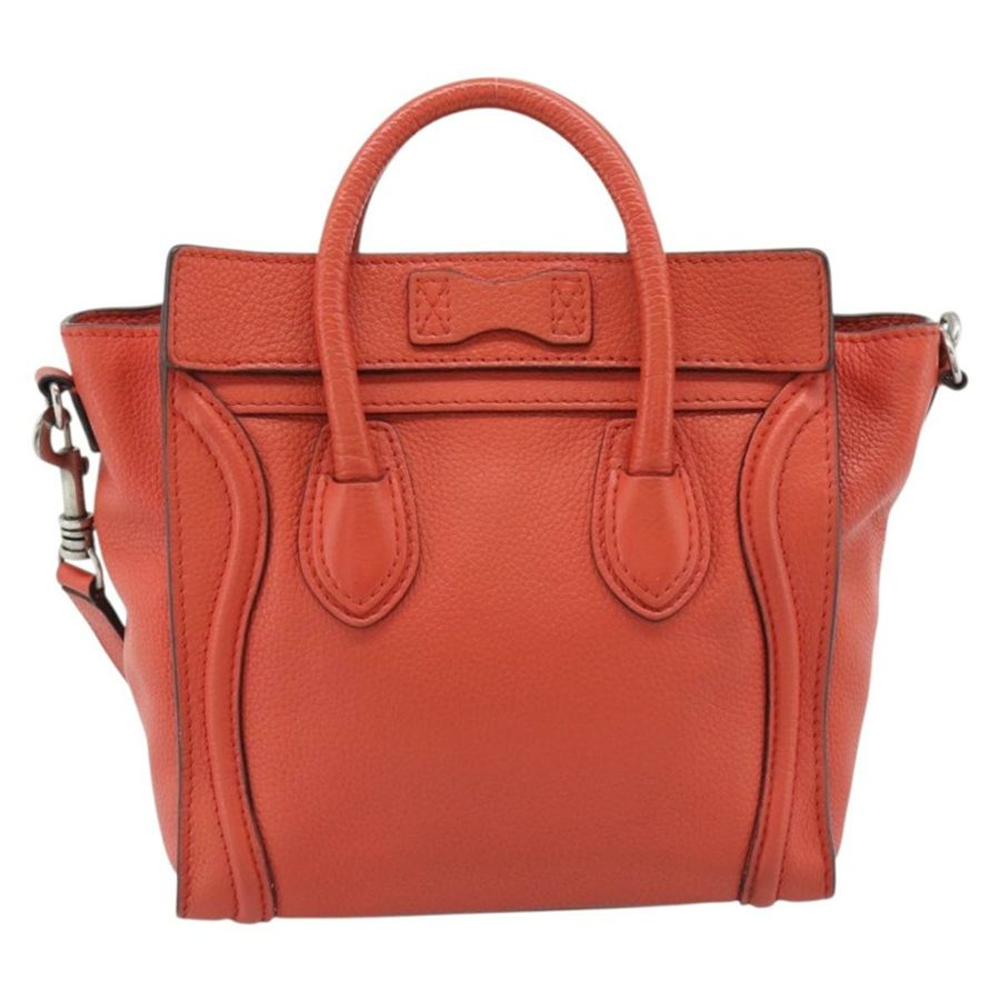 【日本直送】CELINE Luggage Nano Shopper 手提包 皮革 2way 橙色銀色 Auth ka5539A-1