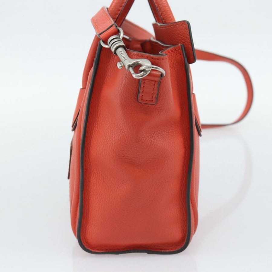 【日本直送】CELINE Luggage Nano Shopper 手提包 皮革 2way 橙色銀色 Auth ka5539A-3