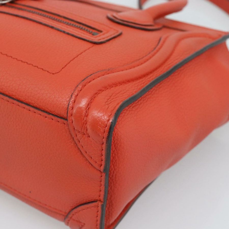【日本直送】CELINE Luggage Nano Shopper 手提包 皮革 2way 橙色銀色 Auth ka5539A-15