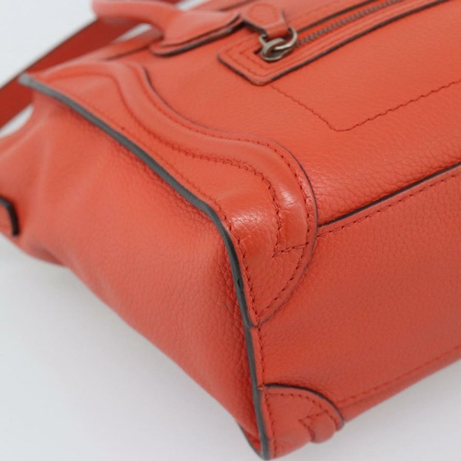 【日本直送】CELINE Luggage Nano Shopper 手提包 皮革 2way 橙色銀色 Auth ka5539A-16