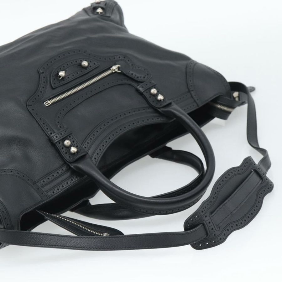 【日本直送】BALENCIAGA Neo Classic City 手袋 皮革 2way 黑色 銀色 Auth 194832SAM-7