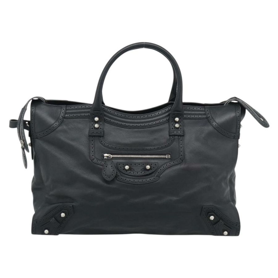 【日本直送】BALENCIAGA Neo Classic City 手袋 皮革 2way 黑色 銀色 Auth 194832SAM-12