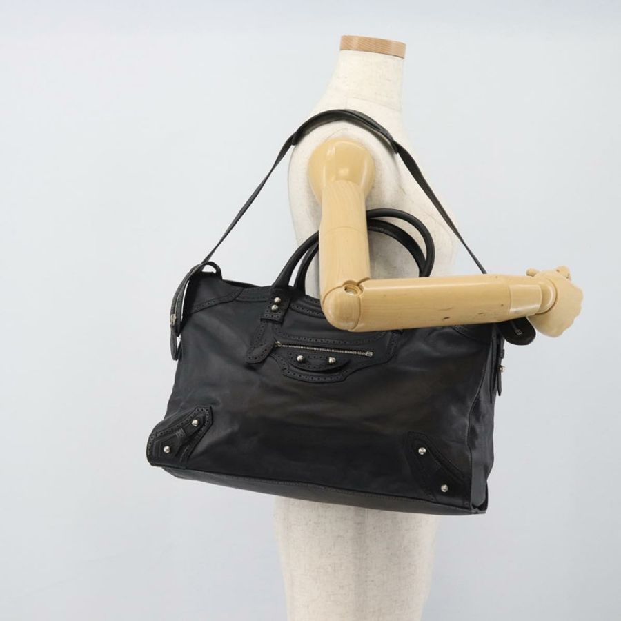 【日本直送】BALENCIAGA Neo Classic City 手袋 皮革 2way 黑色 銀色 Auth 194832SAM-27