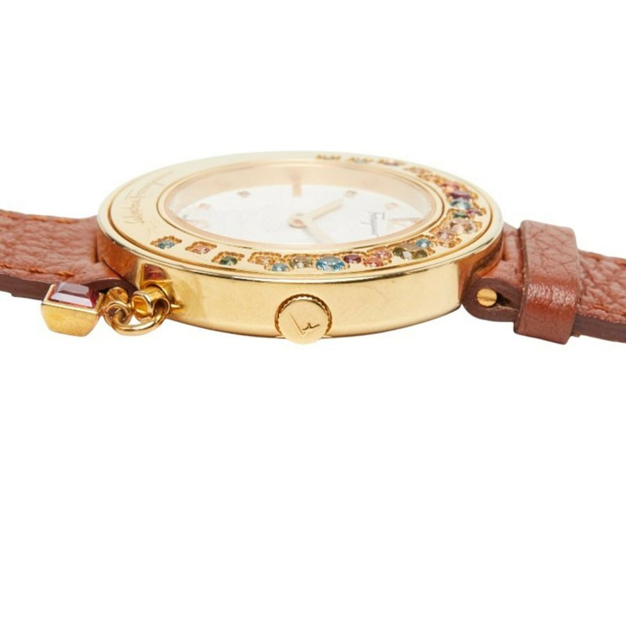 Salvatore Ferragamo Gancini Sparkling Watch F64SBQ50001 石英白色錶盤不鏽鋼托帕石女士腕錶-2