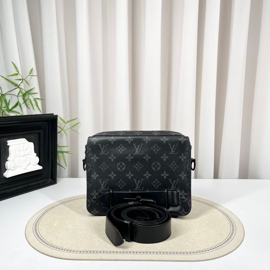 LV Steamer 黑武士老花 郵差包22*17*7cm 98新配件塵袋-6