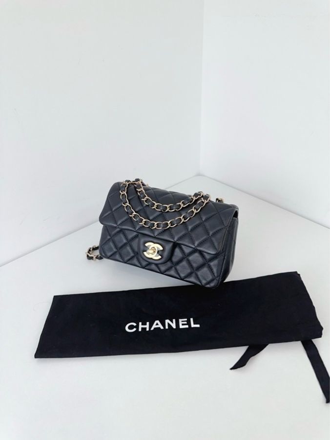 Chanel香奈兒🖤 黑金CF大mini鏈條包💕 99新✨芯片款 尺寸20*12*7-1