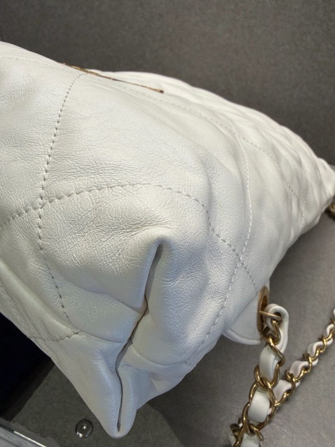 Chanel 香奈兒 22Bag 23p金扣 白色 菱格 牛皮 手提 背包雙肩包 Size:34*29*7 釐米,附件:塵袋-19