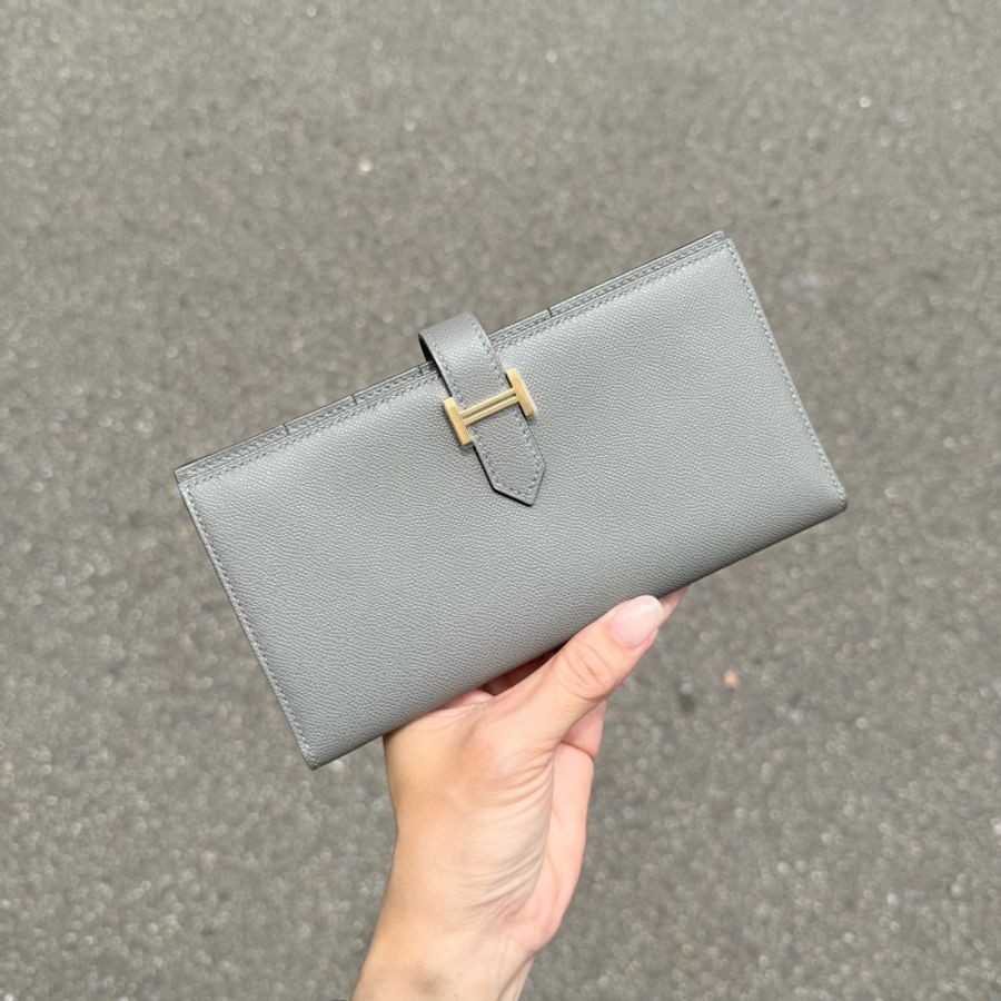HERMES-積雲灰金釦Epson長夾-0