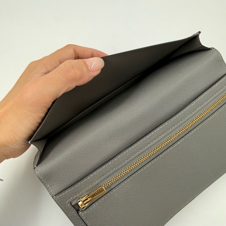 HERMES-積雲灰金釦Epson長夾-15