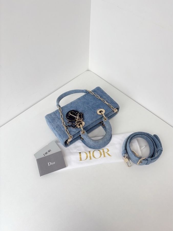 Dior迪奧💜 單寧 D-Joy橫版戴妃包 小號💕 閒置新✨2024年 尺寸26*14*6-4